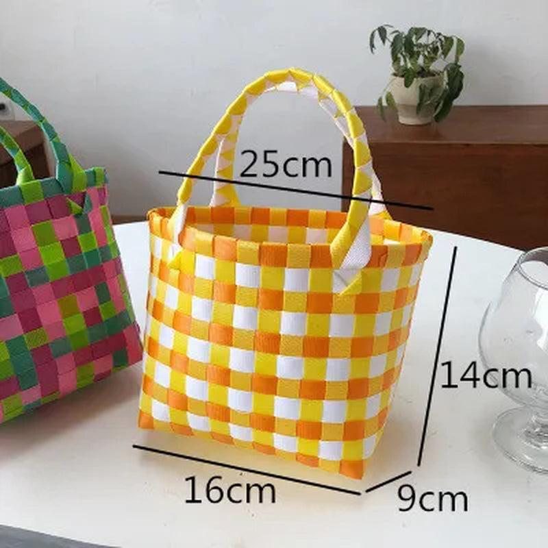 Summer Bag Women New Hand Woven Messenger Bag Hand-Held Single Shoulder Bag Hollow Vegetable Basket Casual Travel Beach Bag