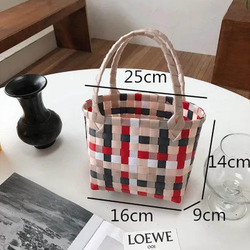 Summer Bag Women New Hand Woven Messenger Bag Hand-Held Single Shoulder Bag Hollow Vegetable Basket Casual Travel Beach Bag