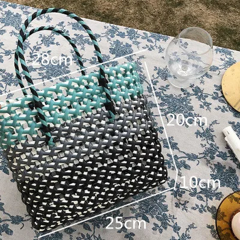 Summer Bag Women New Hand Woven Messenger Bag Hand-Held Single Shoulder Bag Hollow Vegetable Basket Casual Travel Beach Bag